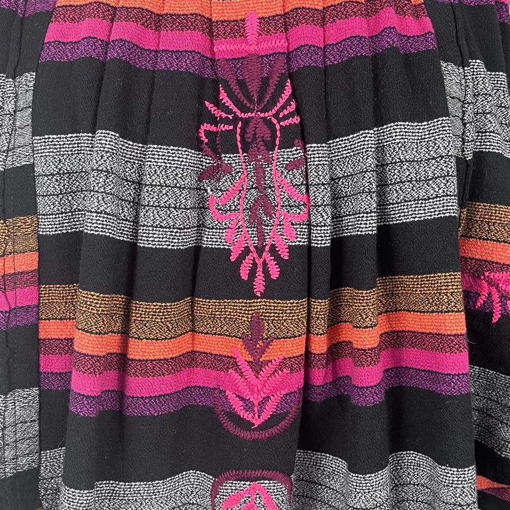 Free People Black Combo Stripe Embroidered Tank Shirt Size XS - Picture 3 of 14
